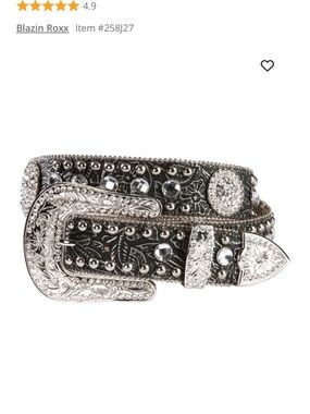 Blazin Roxx Black Western Belt with Silver Rhinestone Buckle